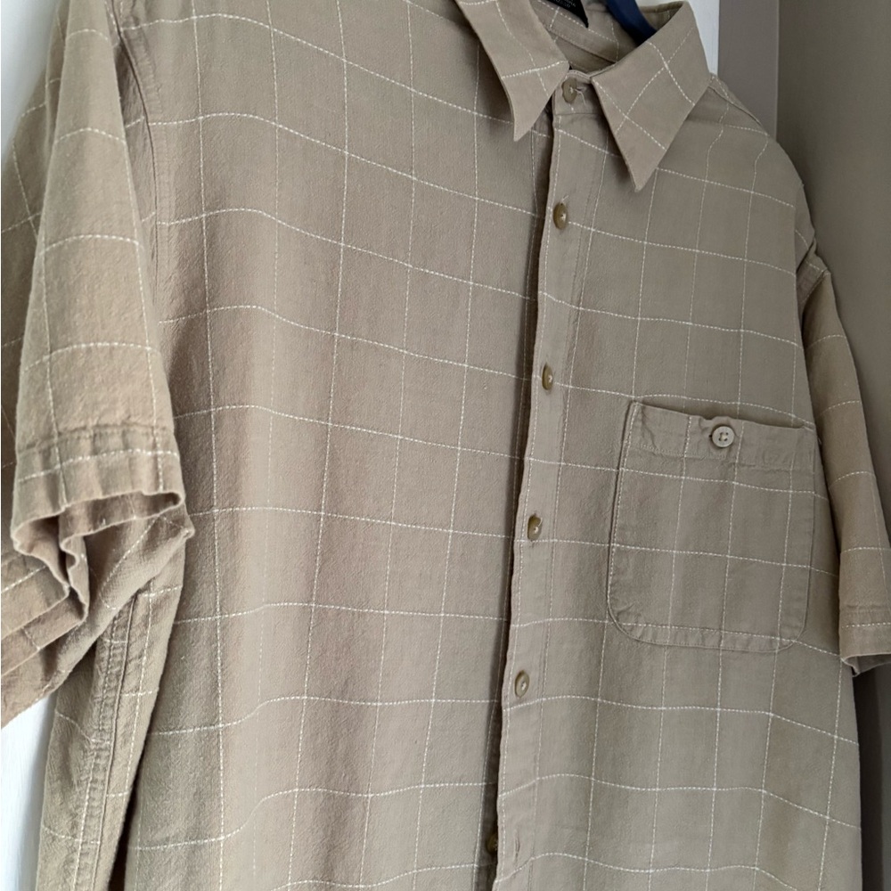 Marc Edward’s Classic Tan Checkered Men's Shirt - Picture 2 of 12